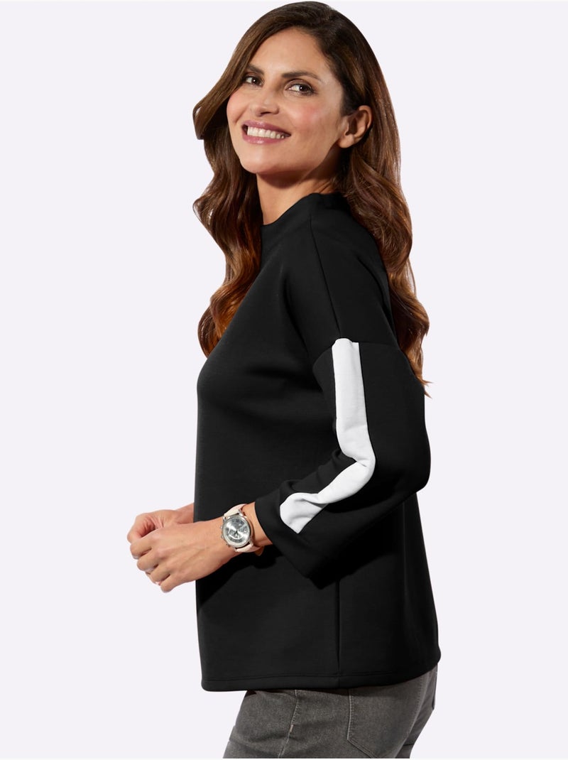 Sweat Col Montant 50% Modal - Taille Standard - Witt Noir Blanc - Kiabi