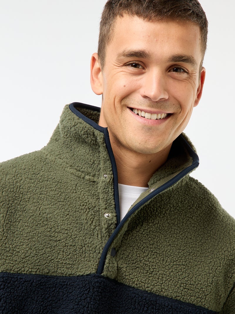 Sweat col montant à pression Bleu - Kiabi