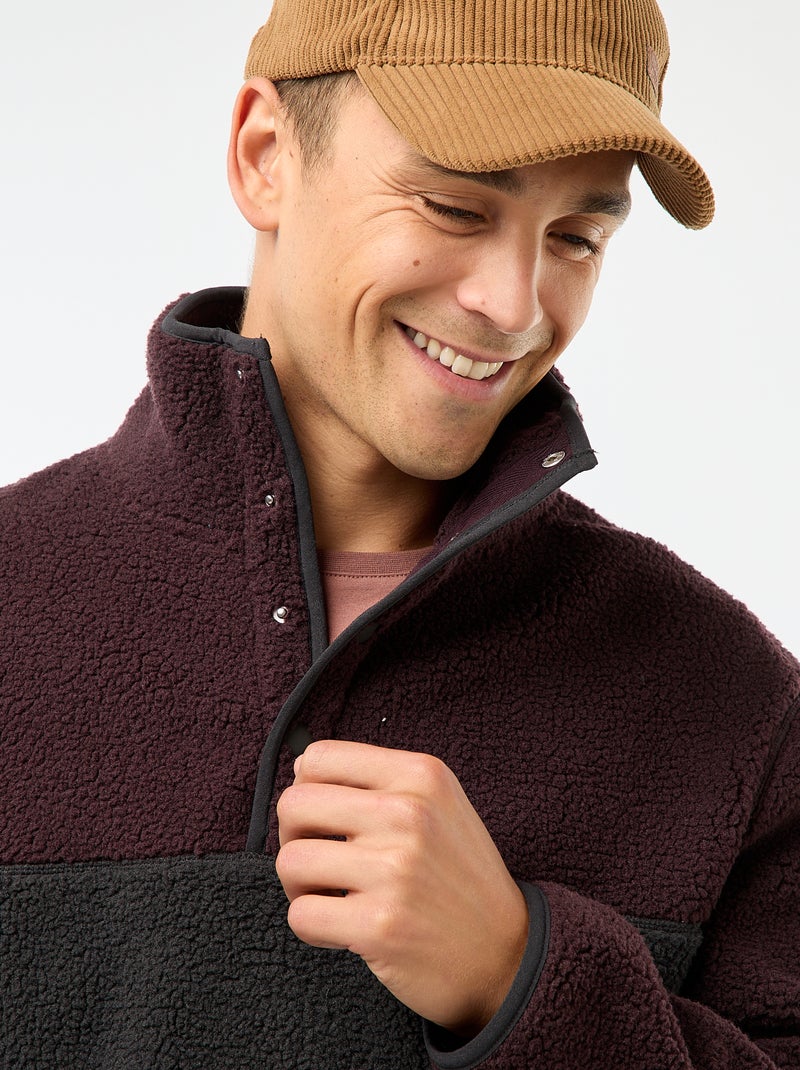 Sweat col montant à pression Noir - Kiabi