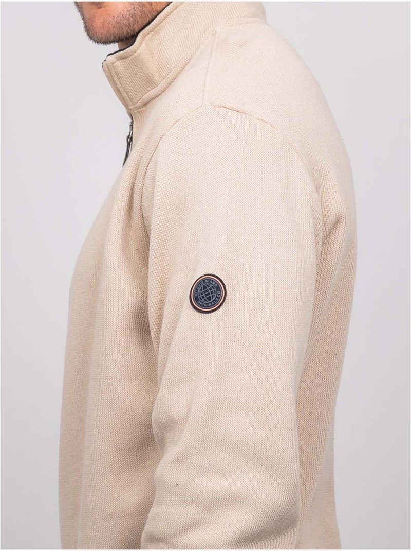 Sweat col montant zippé wirubon Beige - Kiabi