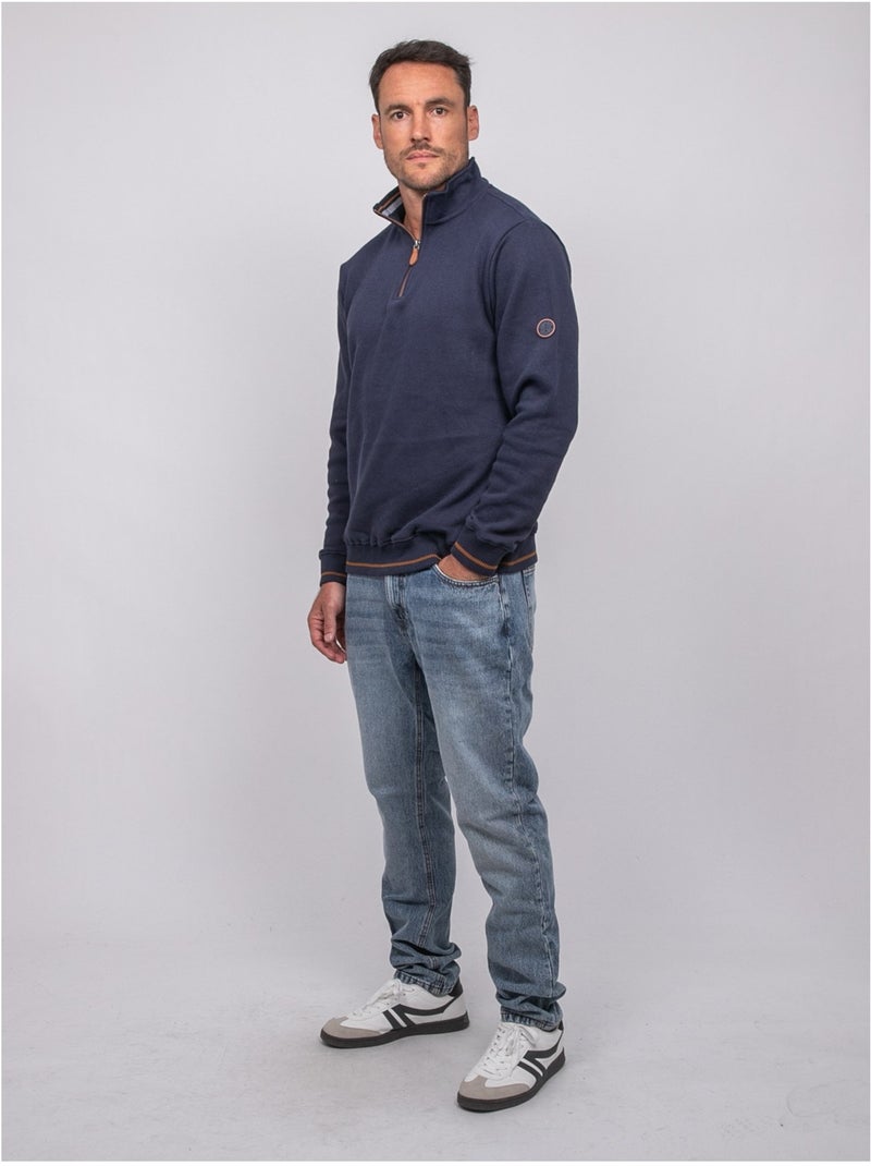 Sweat col montant zippé wirubon Bleu marine - Kiabi