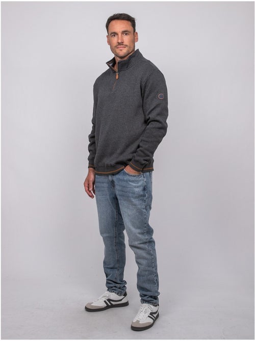 Sweat col montant zippé wirubon - Kiabi