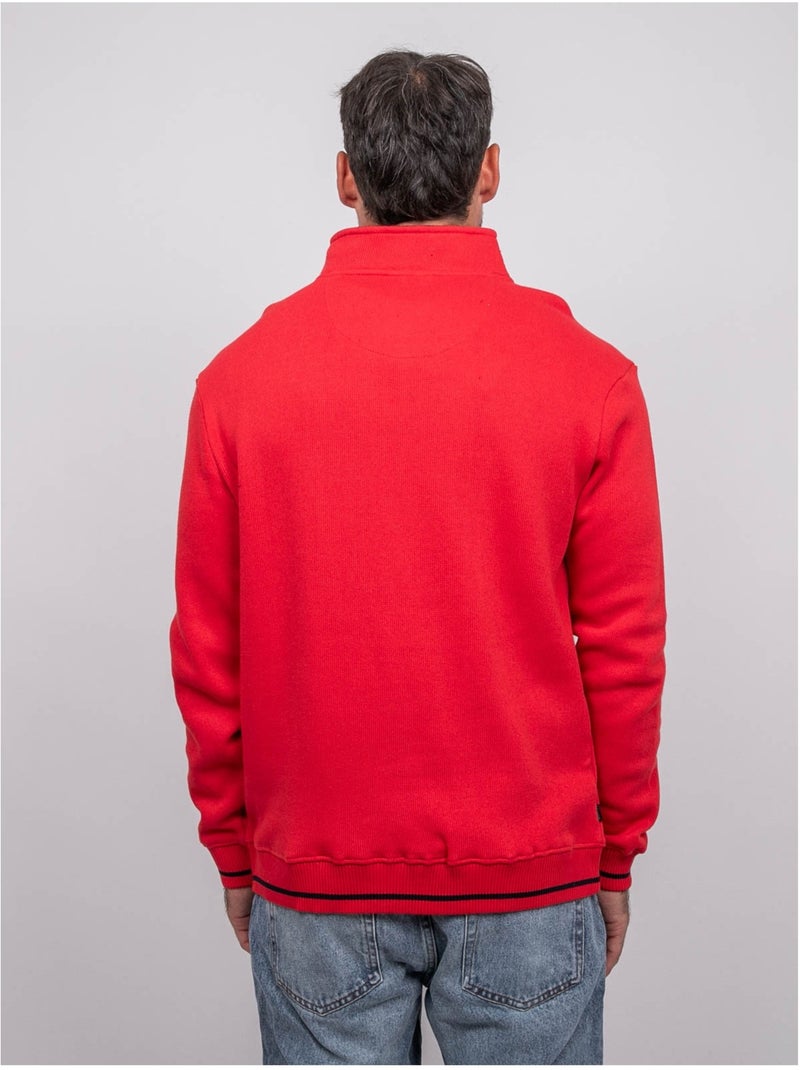 Sweat col montant zippé wirubon Rouge - Kiabi