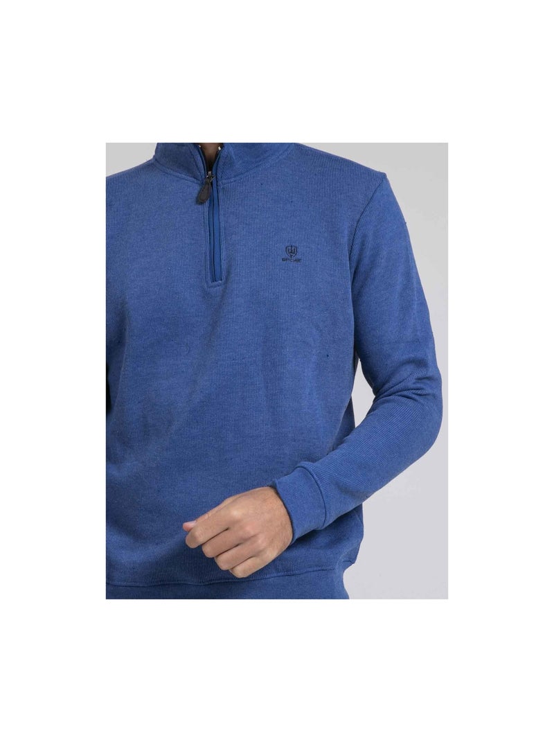 Sweat col montant zippé WOMPOU Bleu - Kiabi
