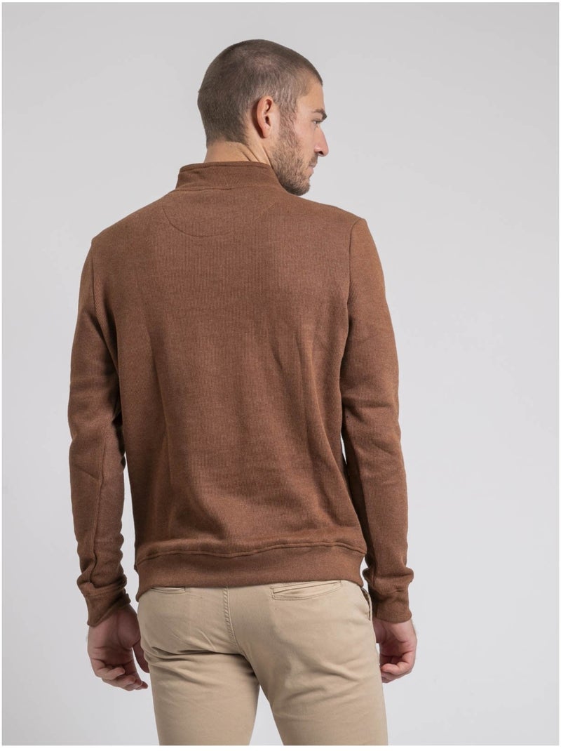 Sweat col montant zippé WOMPOU Marron caramel - Kiabi