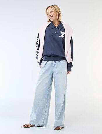 Sweat col polo à manches longues imprimé