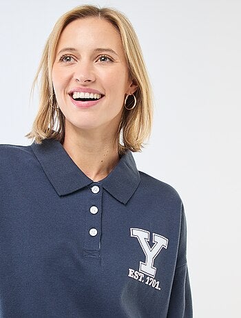 Sweat col polo à manches longues imprimé