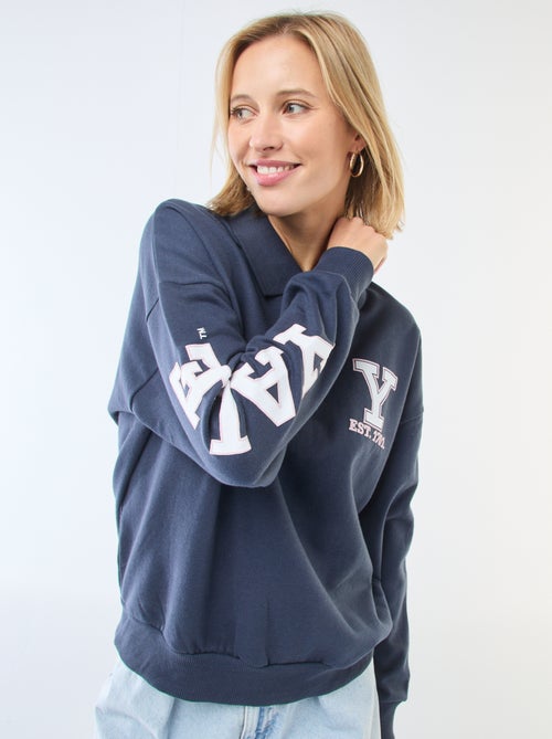 Sweat col polo à manches longues imprimé - Kiabi Sweat col polo à manches longues imprimé - Kiabi