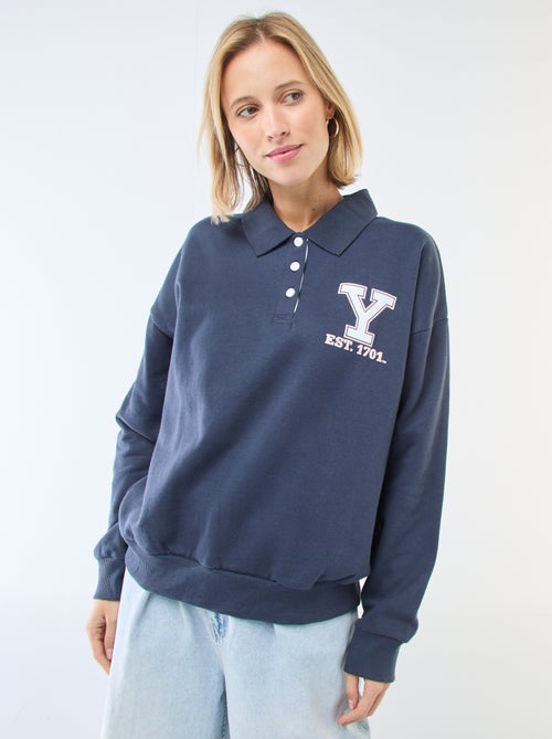 Sweat col polo à manches longues imprimé - Kiabi Sweat col polo à manches longues imprimé - Kiabi