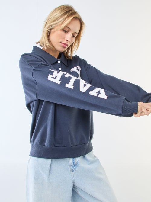 Sweat col polo à manches longues imprimé - Kiabi Sweat col polo à manches longues imprimé - Kiabi