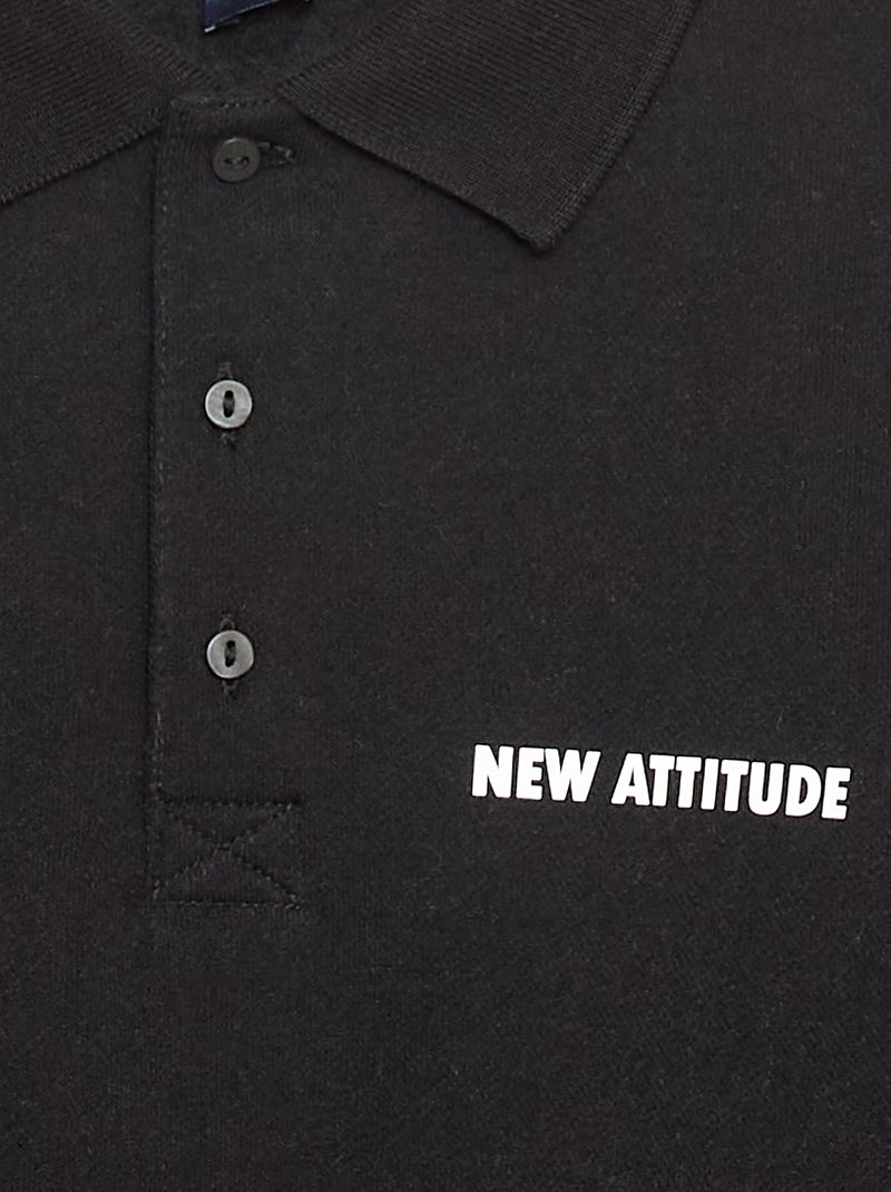 Sweat col polo à rayures Noir - Kiabi