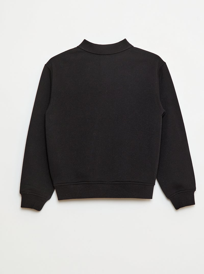 Sweat col polo à rayures Noir - Kiabi