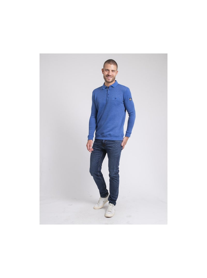 Sweat col polo WIREX Bleu - Kiabi