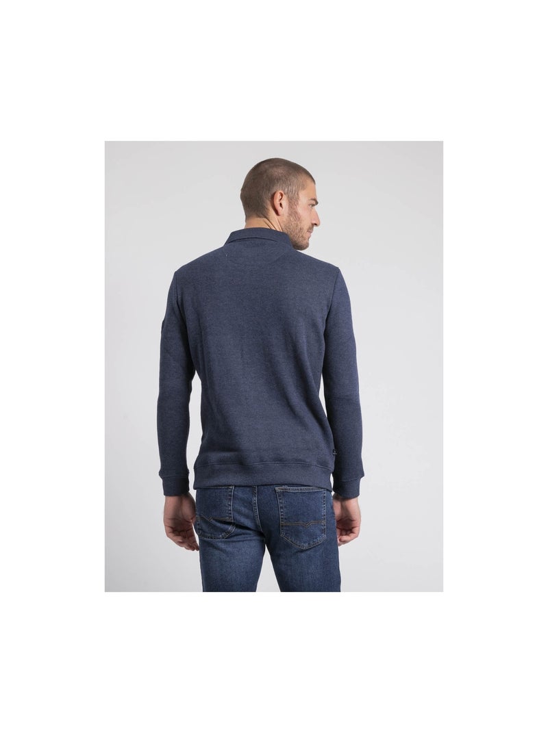 Sweat col polo WIREX Bleu marine - Kiabi