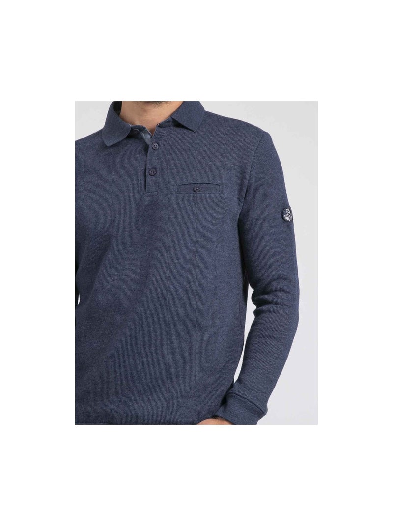 Sweat col polo WIREX Bleu marine - Kiabi