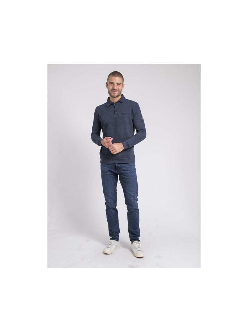 Sweat col polo WIREX Bleu marine - Kiabi