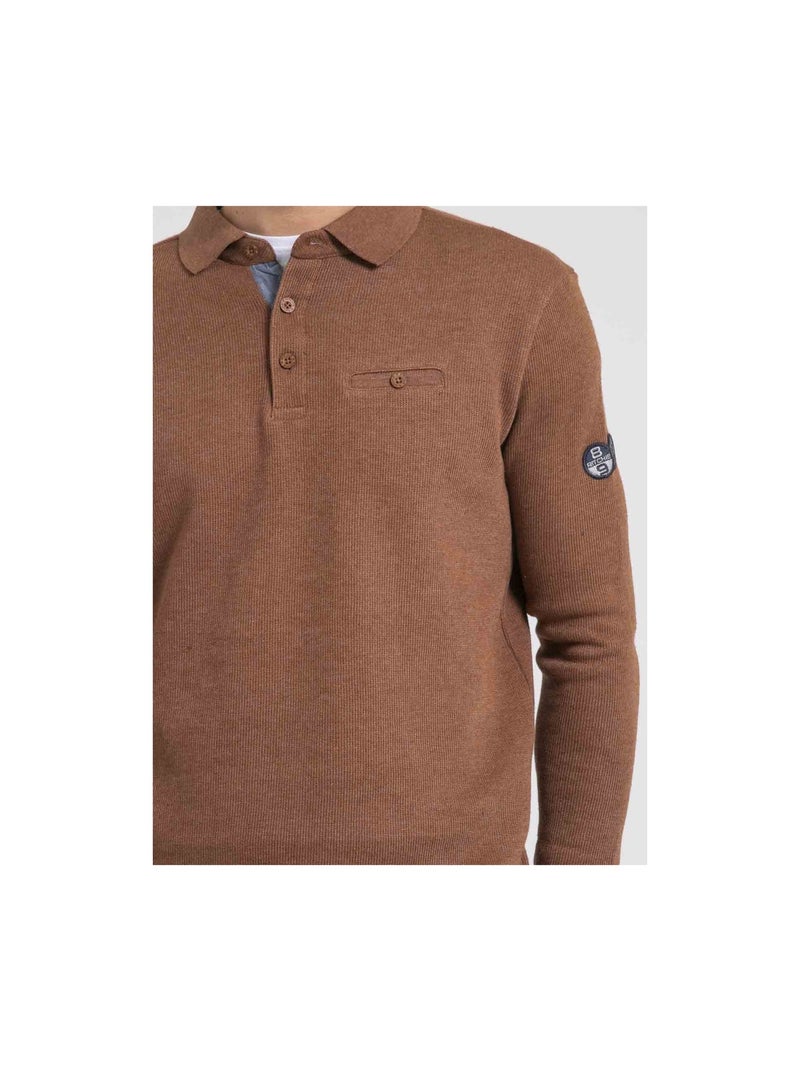 Sweat col polo WIREX Marron caramel - Kiabi
