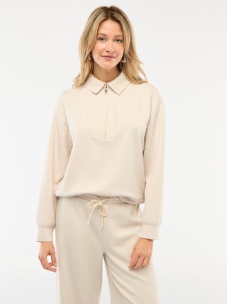 Sweat col polo zippé
