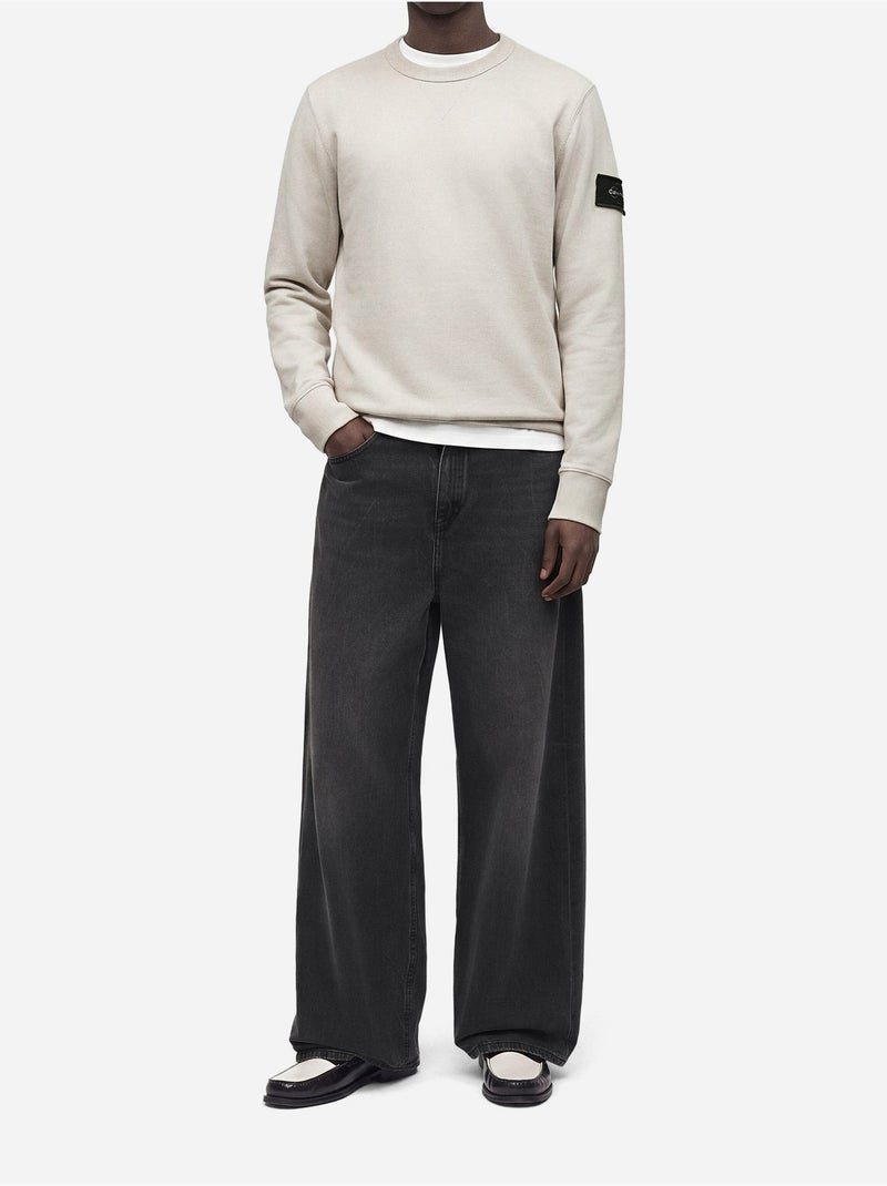 Sweat col rond - calvin klein Blanc cassé - Kiabi