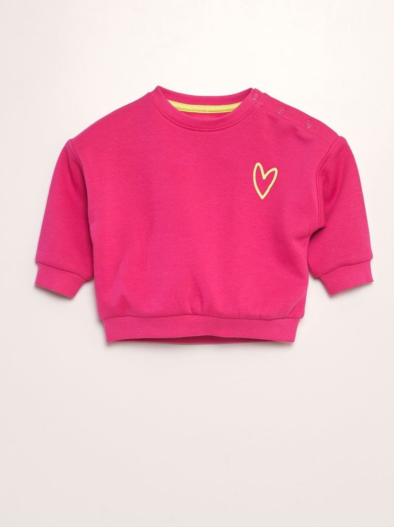 Sweat col rond - Frère et sœur Rose - Kiabi