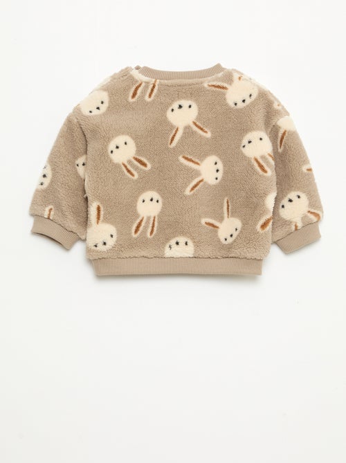 Sweat col rond effet moutonné animalier - Kiabi