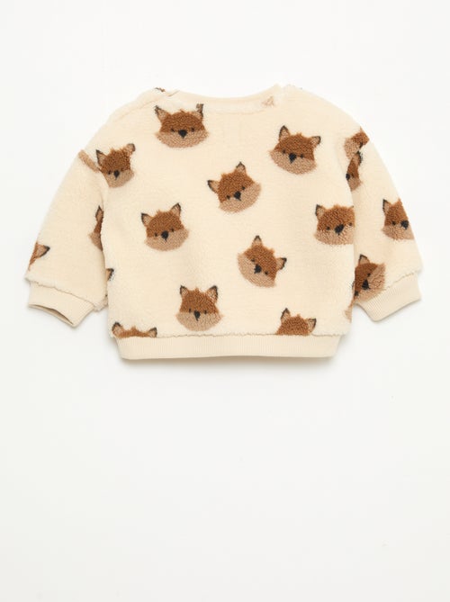 Sweat col rond effet moutonné animalier - Kiabi