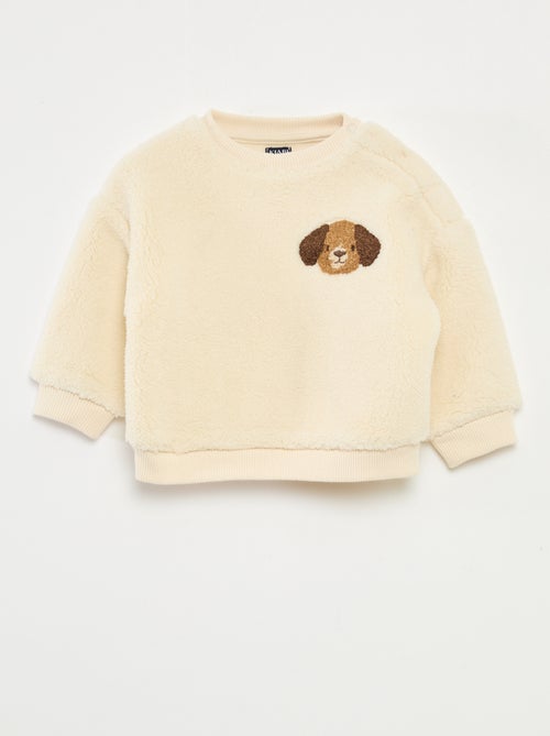 Sweat col rond effet moutonné animalier - Kiabi