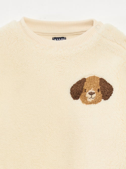 Sweat col rond effet moutonné animalier - Kiabi