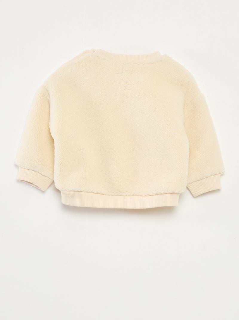 Sweat col rond effet moutonné animalier Blanc - Kiabi