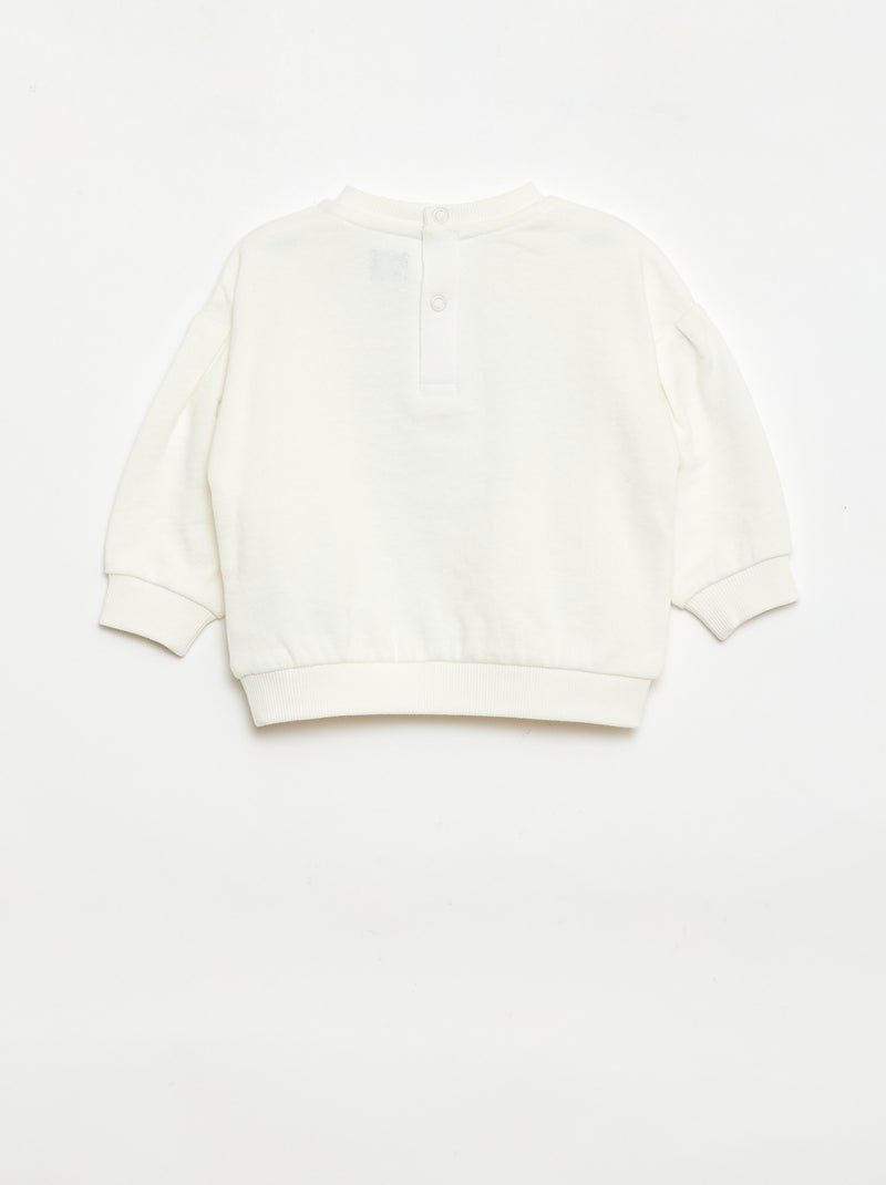 Sweat col rond en molleton léger à motif Blanc - Kiabi