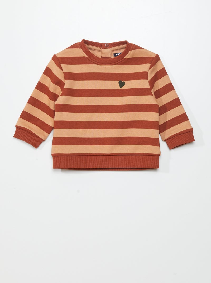 Sweat col rond en molleton Marron - Kiabi