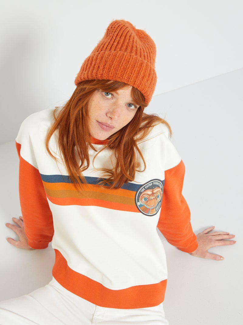 Sweat col rond 'E.T' Blanc/rouge - Kiabi