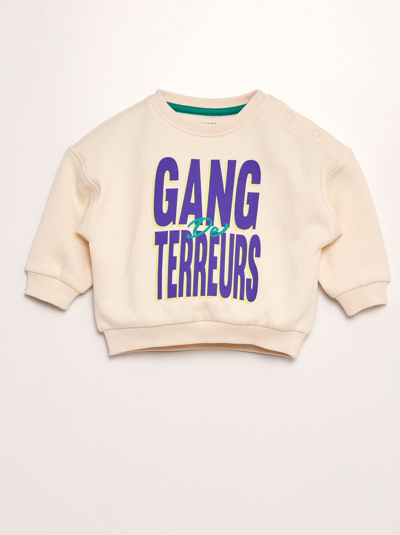 Sweat col rond imprimé - Frère et sœur Blanc - Kiabi