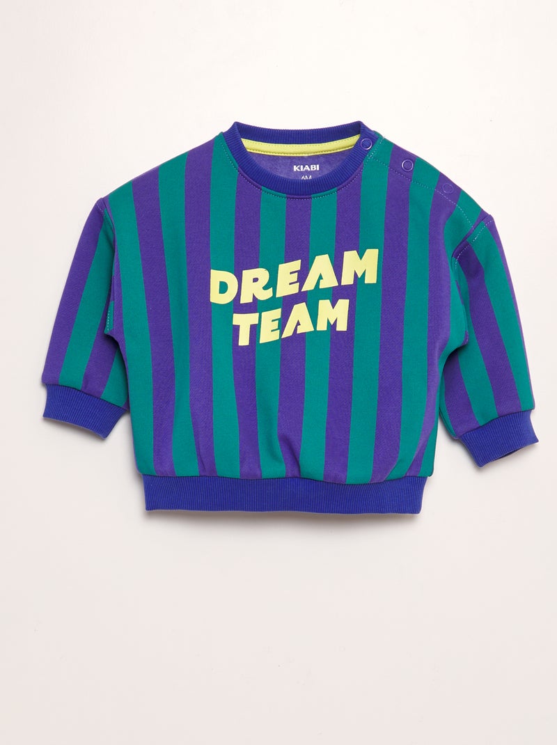Sweat col rond imprimé - Frère et sœur Vert/violet - Kiabi