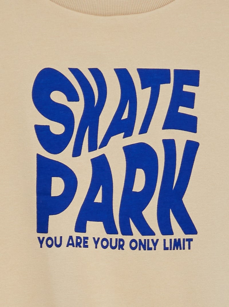 Sweat col rond imprimé Beige - Kiabi