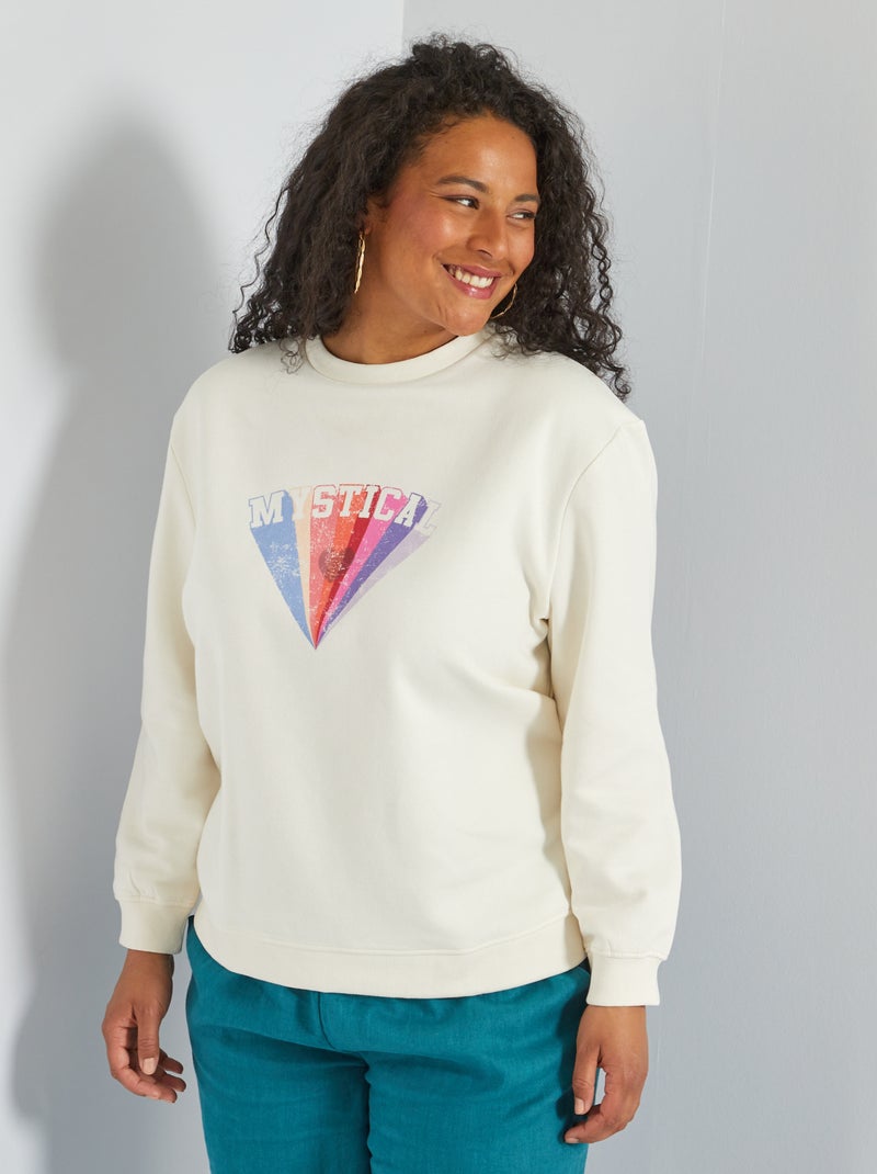 Sweat col rond imprimé Blanc - Kiabi