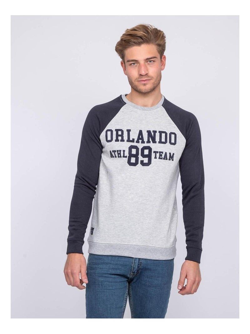 Sweat col rond manches raglan WESTERN Bleu marine - Kiabi