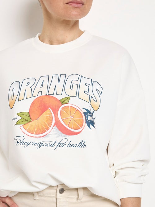 Sweat col rond motif Oranges en maille douce - AFIBEL - Kiabi