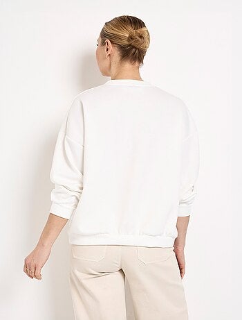 Sweat col rond motif Oranges en maille douce