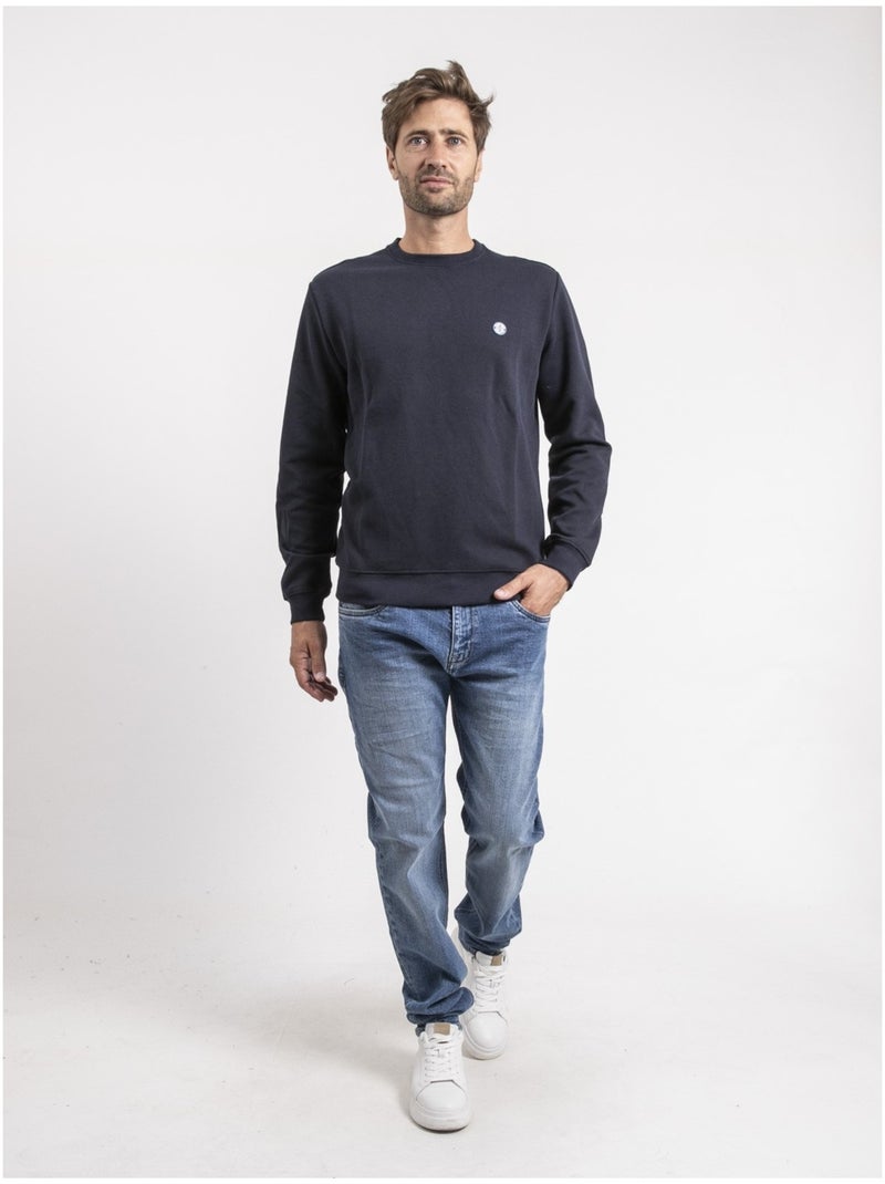 Sweat col rond pur coton WIDALGO Bleu marine - Kiabi