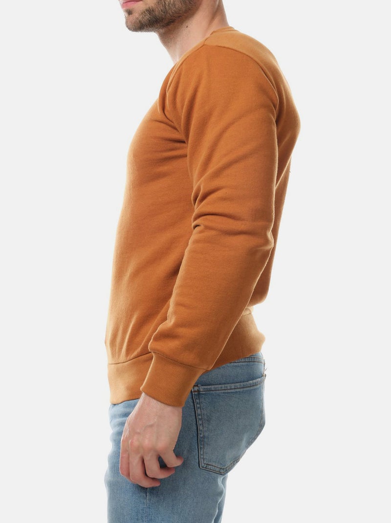 Sweat col rond uni Beige - Kiabi