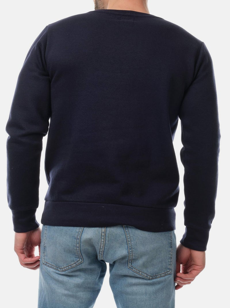 Sweat col rond uni Bleu marine - Kiabi