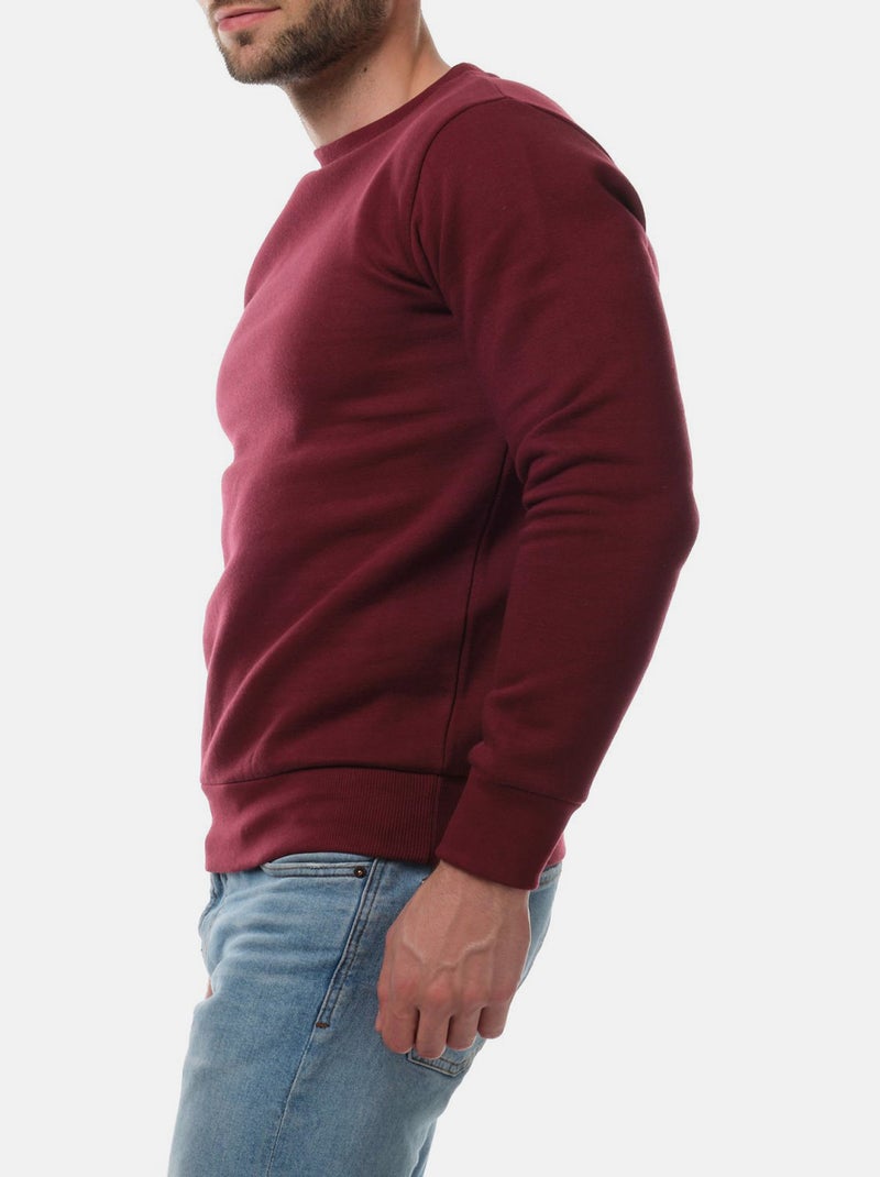 Sweat col rond uni Bordeaux - Kiabi