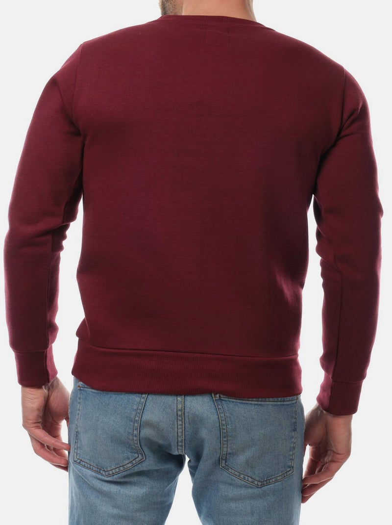 Sweat col rond uni Bordeaux - Kiabi