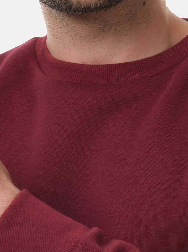 Sweat col rond uni Bordeaux - Kiabi
