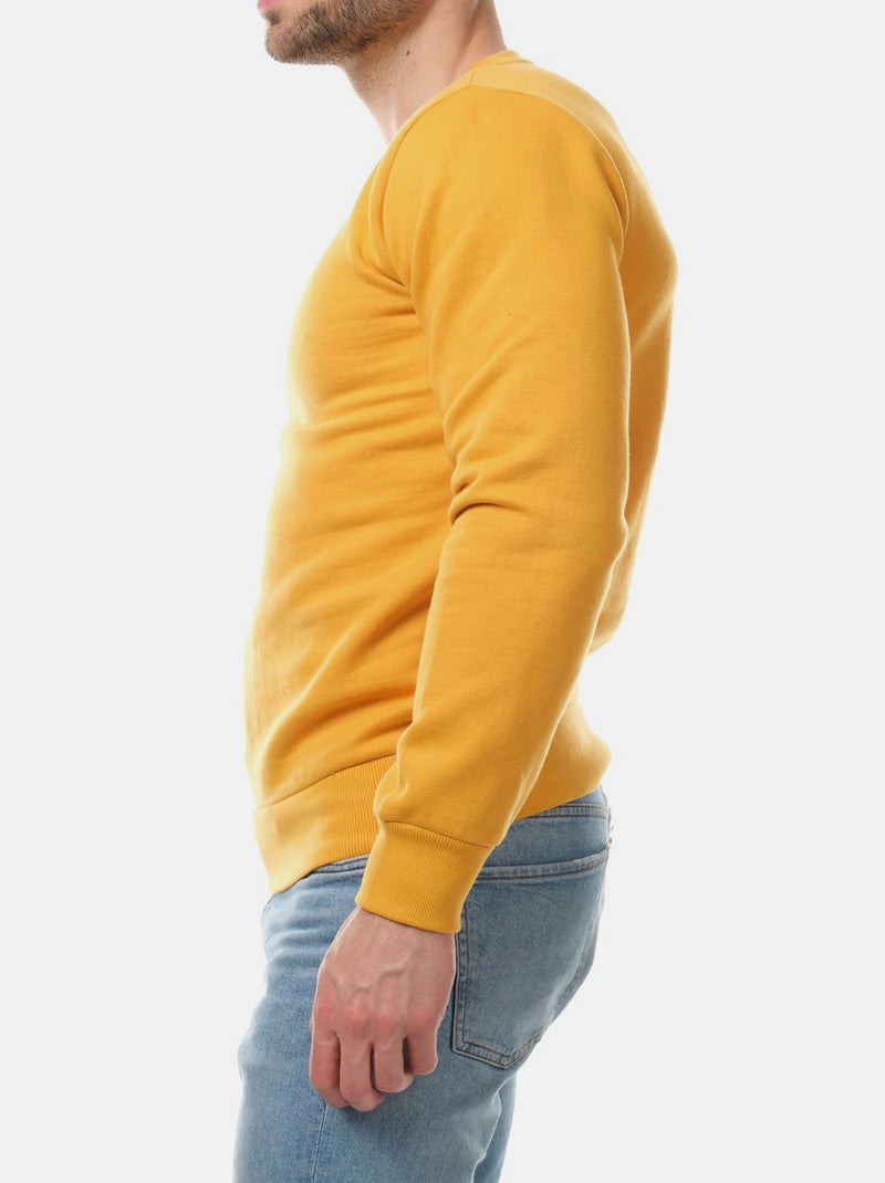 Sweat col rond uni Jaune moutarde - Kiabi