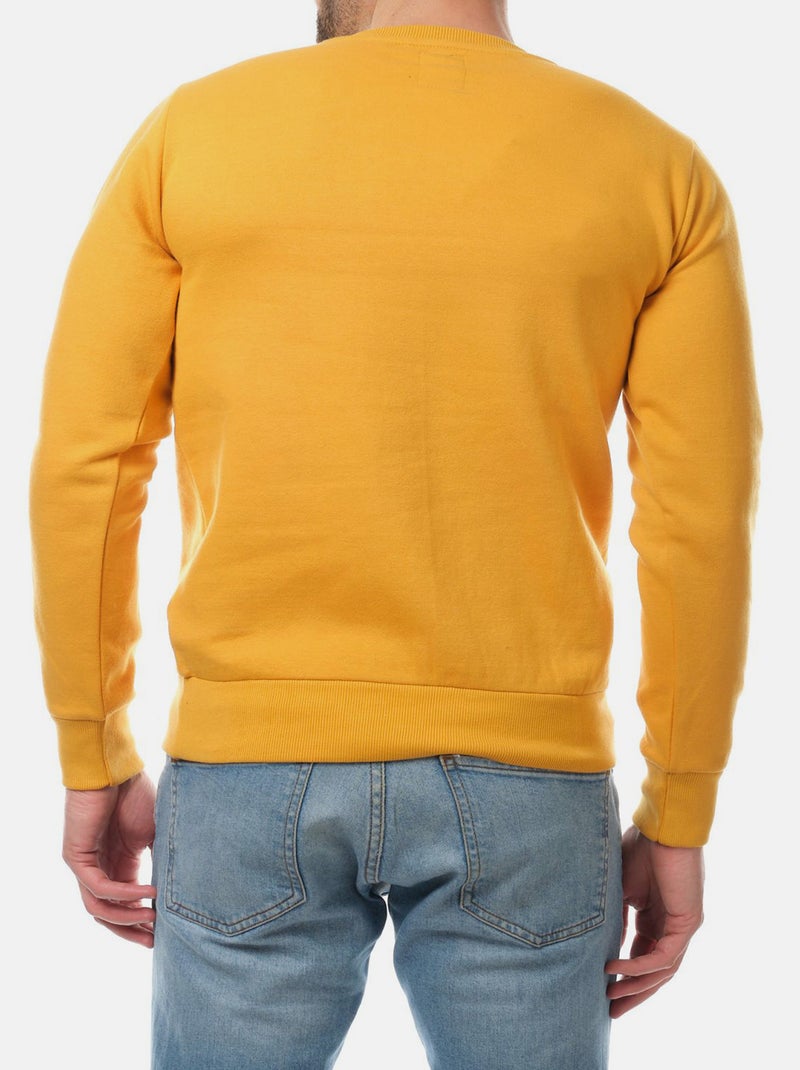 Sweat col rond uni Jaune moutarde - Kiabi