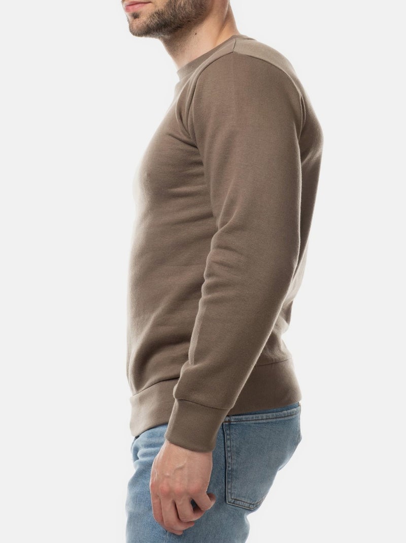 Sweat col rond uni Kaki - Kiabi