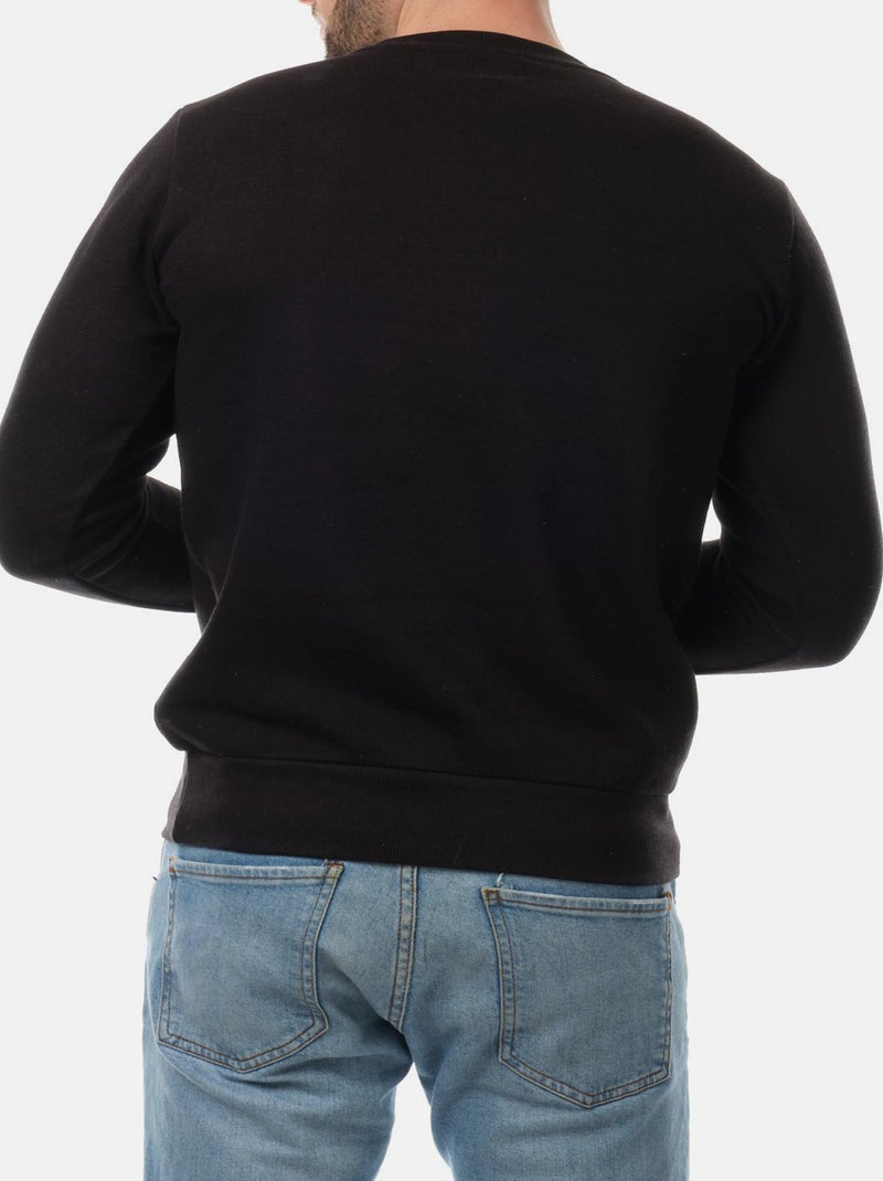 Sweat col rond uni Noir - Kiabi