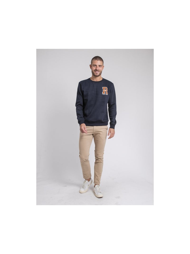 Sweat col rond WASGANY Bleu marine - Kiabi